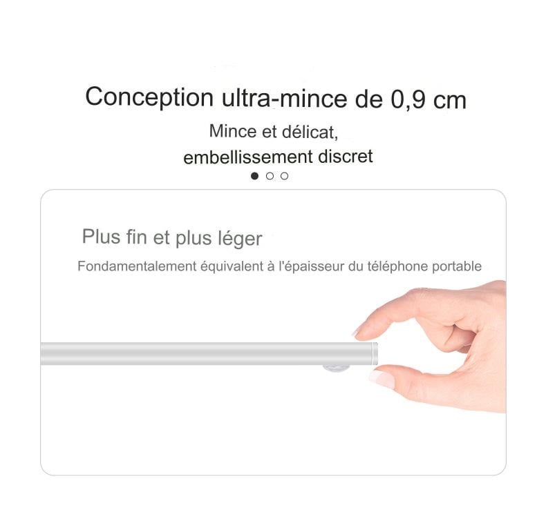 Réglette LED effet néon avec détecteur de mouvement et batterie rechargeable USB en CCT pose facile. - 30cm - 2