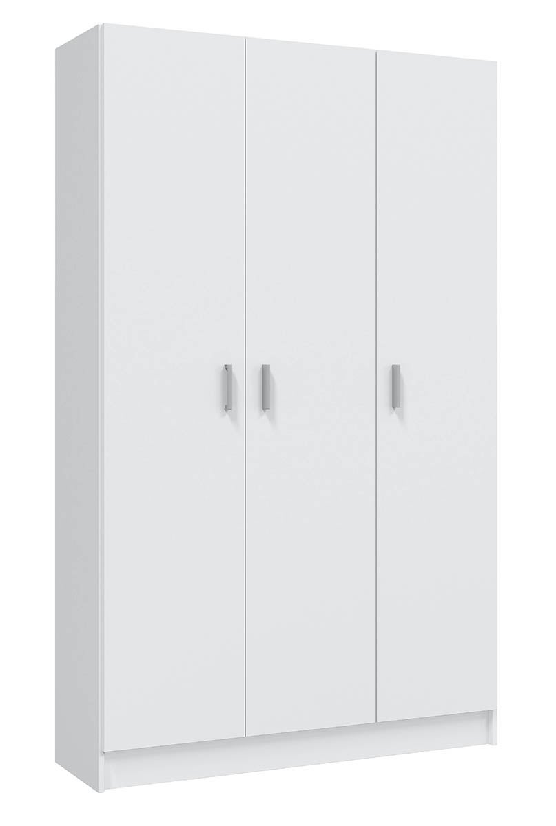 Armoire Rangement Nettoyage 3 Portes En Mélamine Coloris Blanc - Dim : H180 X L108,8 X P37 Cm - 3