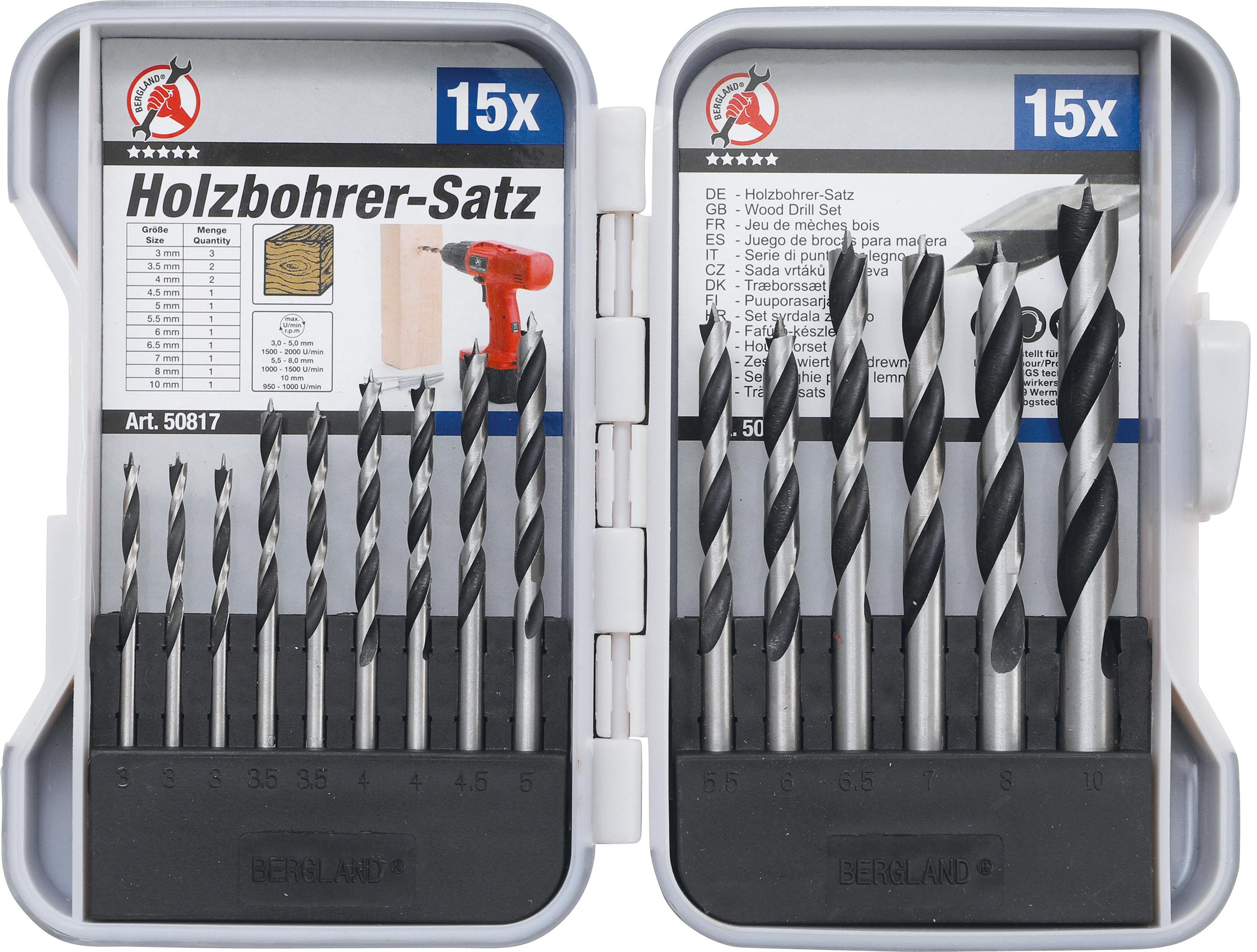 BGS Do It Yourself Jeu de forets à bois 3 10 mm 15 pièces Leroy Merlin