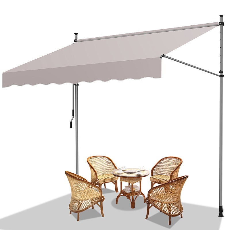 Toldo de balcón crema, 250x120 cm, retráctil, protección uv, para terraza