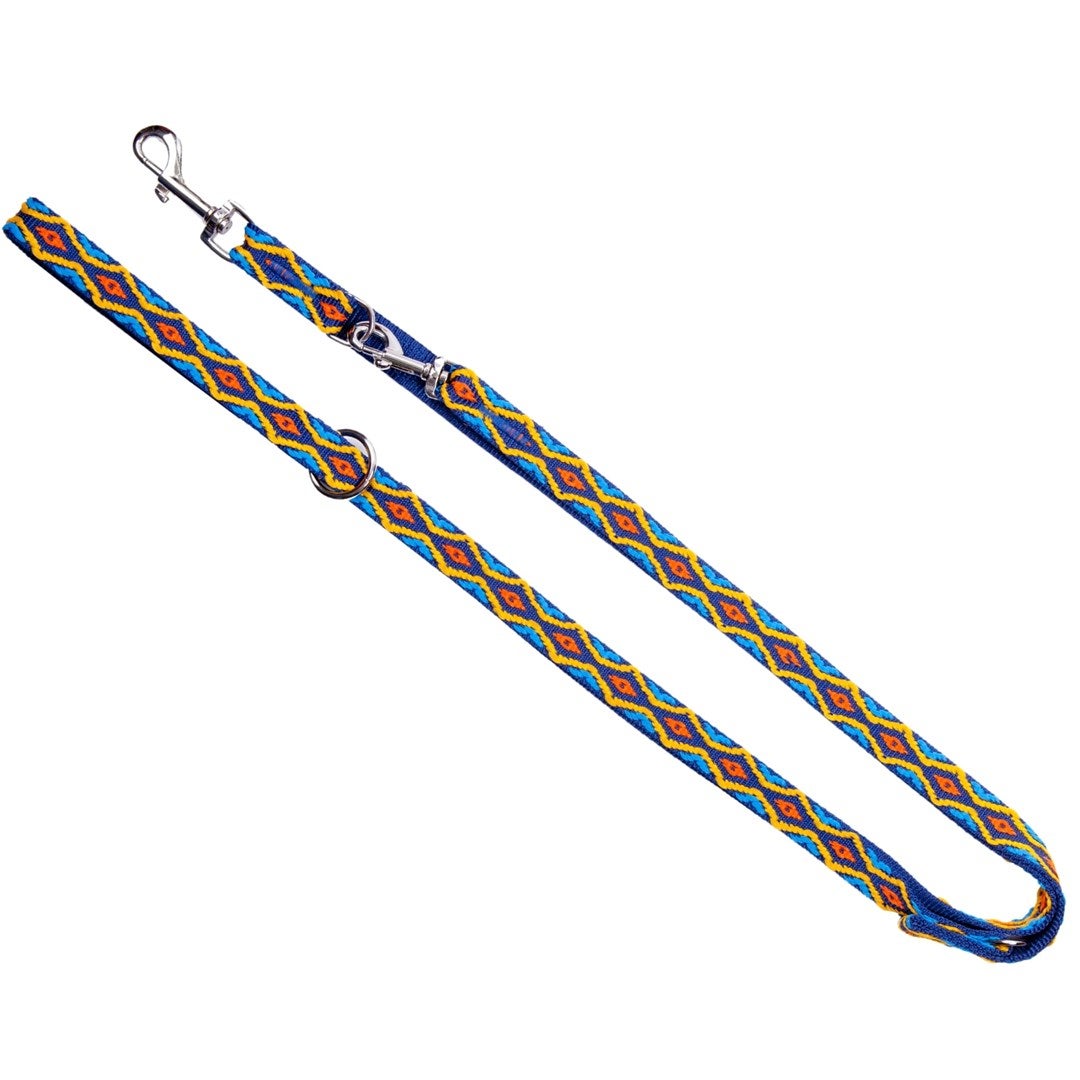 Dingo Winnetou Hundeleine – Handgefertigte Ethno-Leine Im Indianer-Style (Blau)