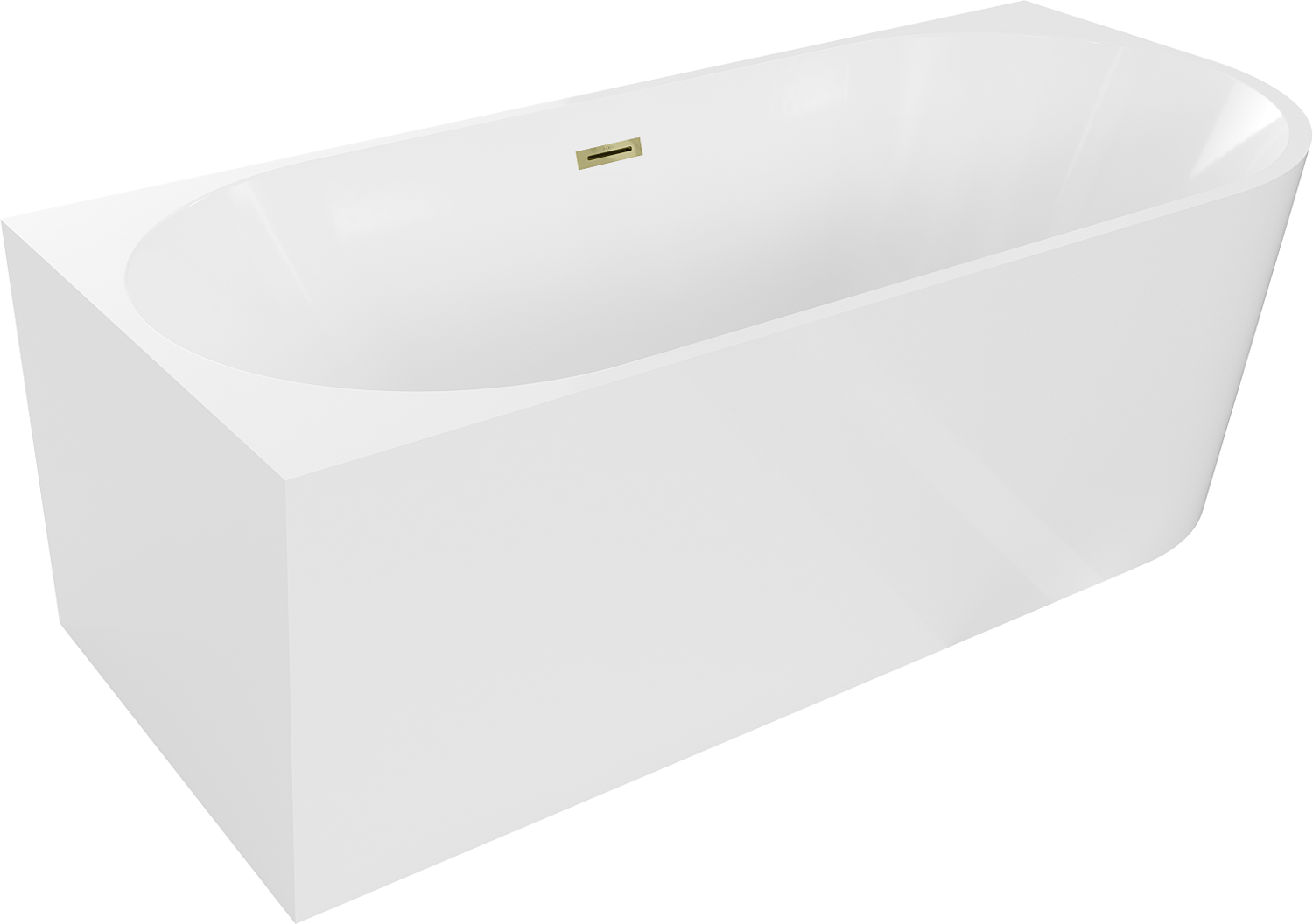 Mexen Mia wanna wolnostojąca narożna lewa 180 x 80 cm, biała, przelew złoty - 52691808000L-50