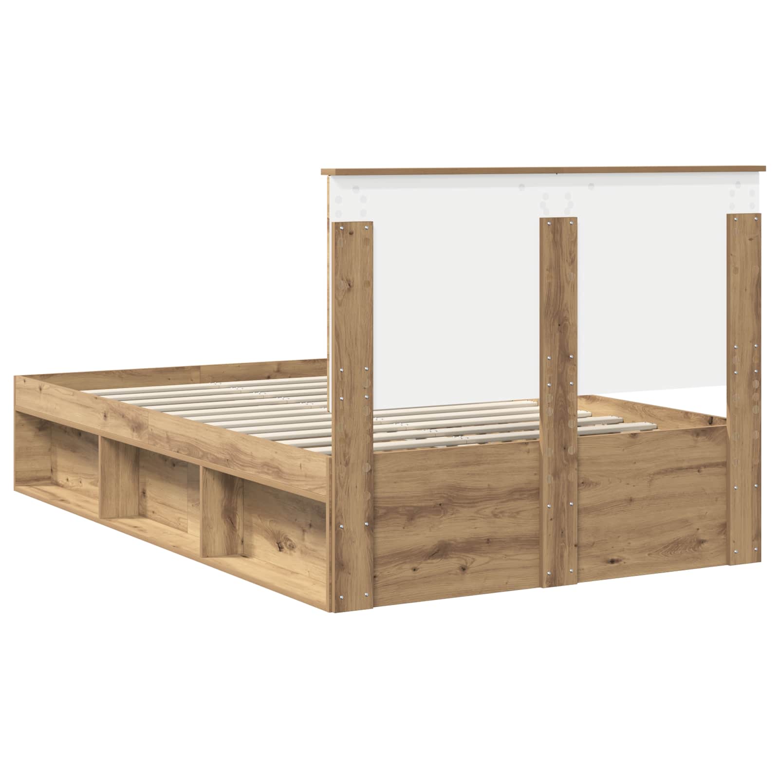 Cadre de lit chêne artisanal 120 x 190 cm bois de pin massif - 9