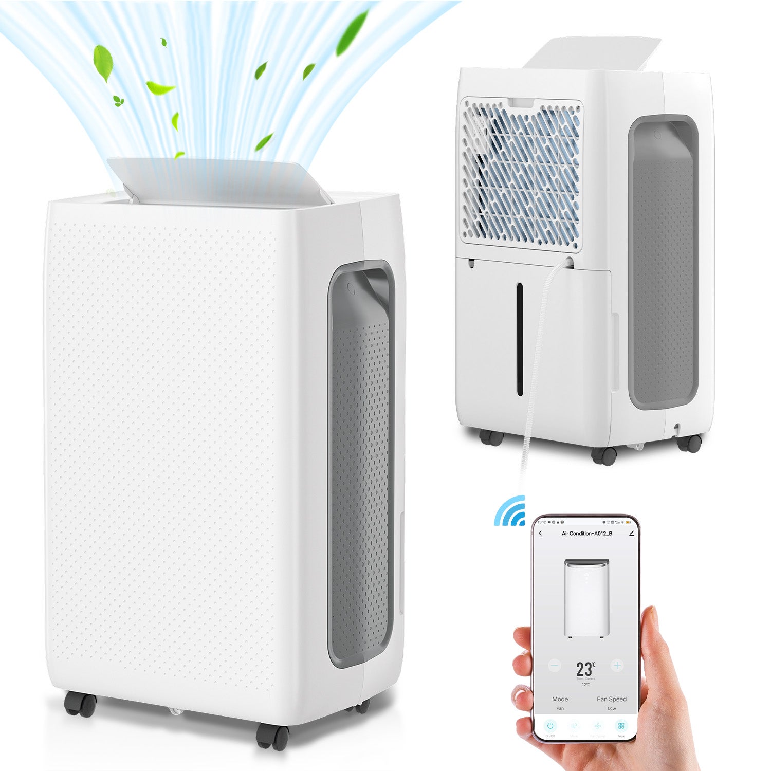 Osuszacz powietrza - 360 W - 26 l/dzień - 4,5 l wyjmowany zbiornik na wodę - WIFI - biały