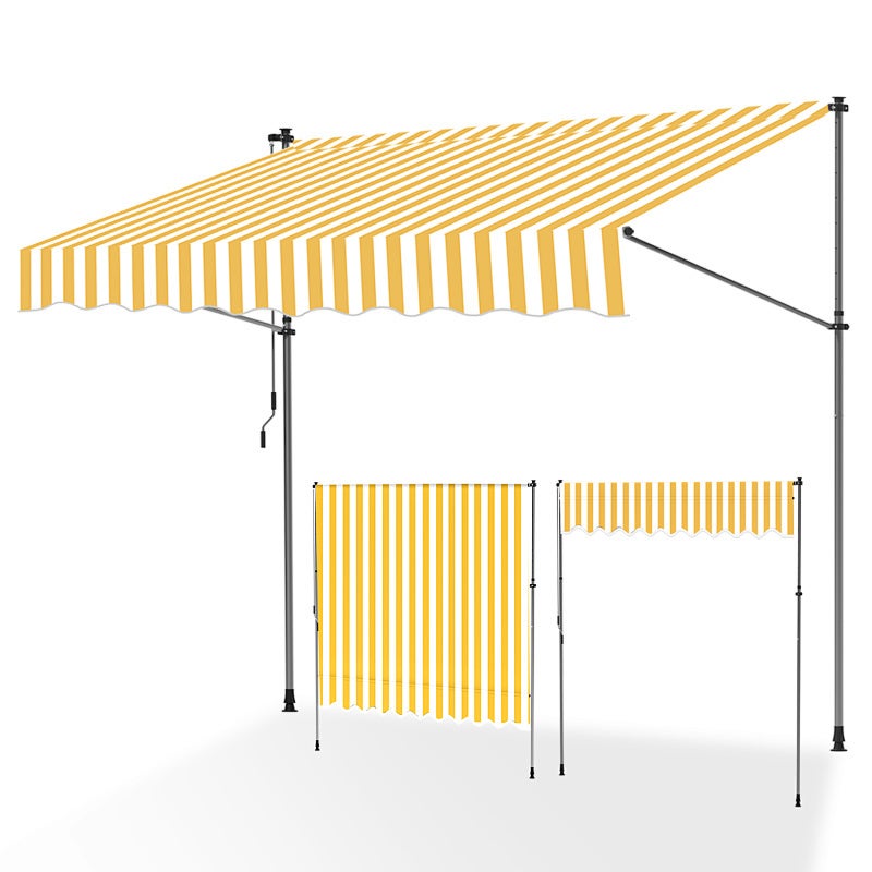Markiza balkonowa szaro-biała, 300x120 cm, regulowana, odporność UV, na taras i balkon