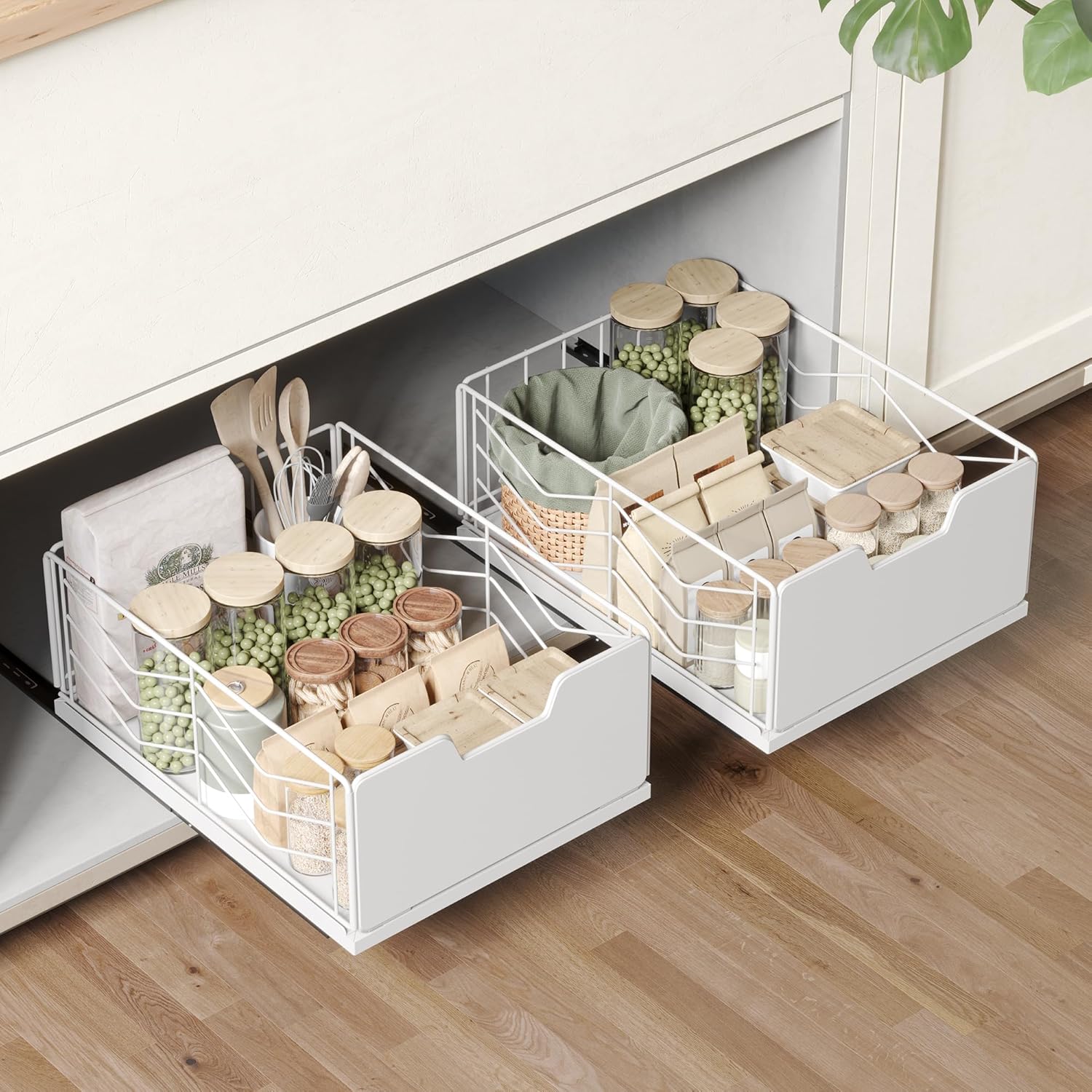 HOLDN’ STORAGE Tiroir Coulissant Pour Armoire De Cuisine - Organisateur Résistant 20kg, Panier 27,9 X 53,3 X 12,7 Cm - Accès Facile à Tout !