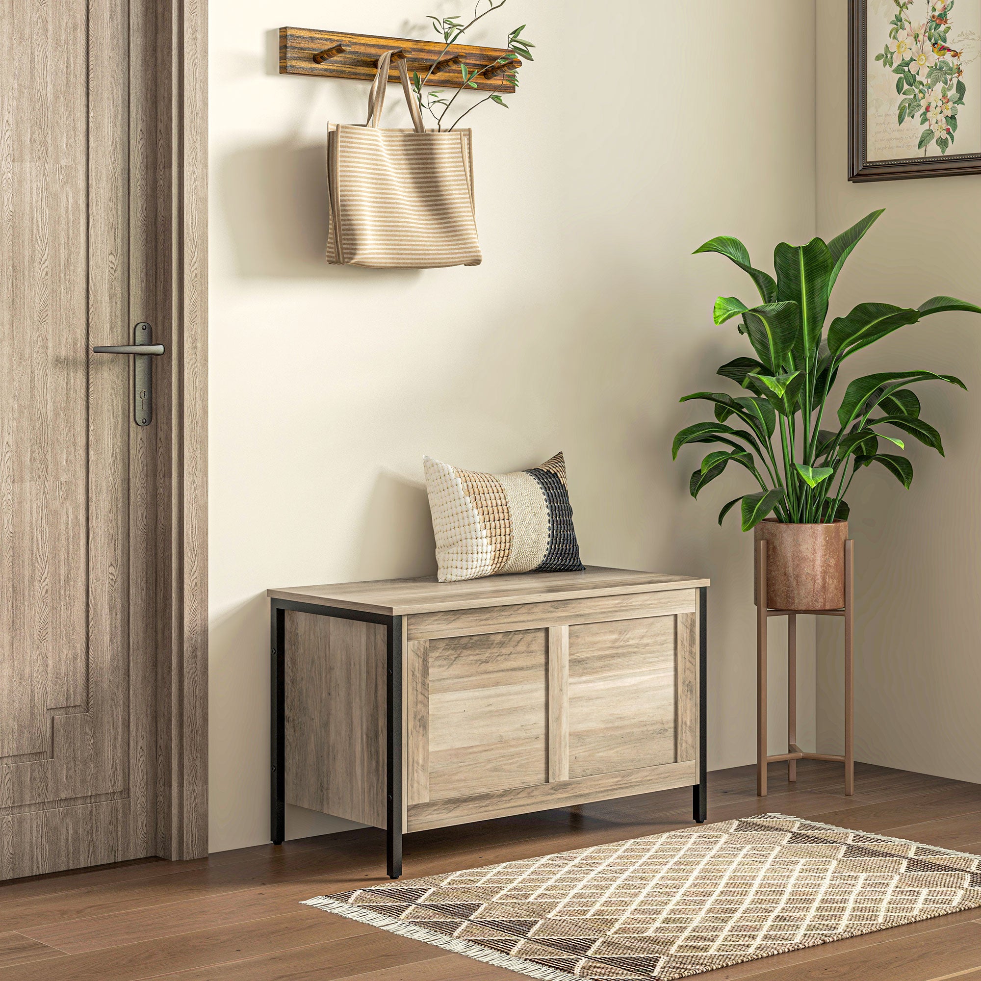 Homcom Baúl De Almacenaje Melamina De Madera, Acero 80X40x49 Cm Gris/Claro , Leroy Merlin