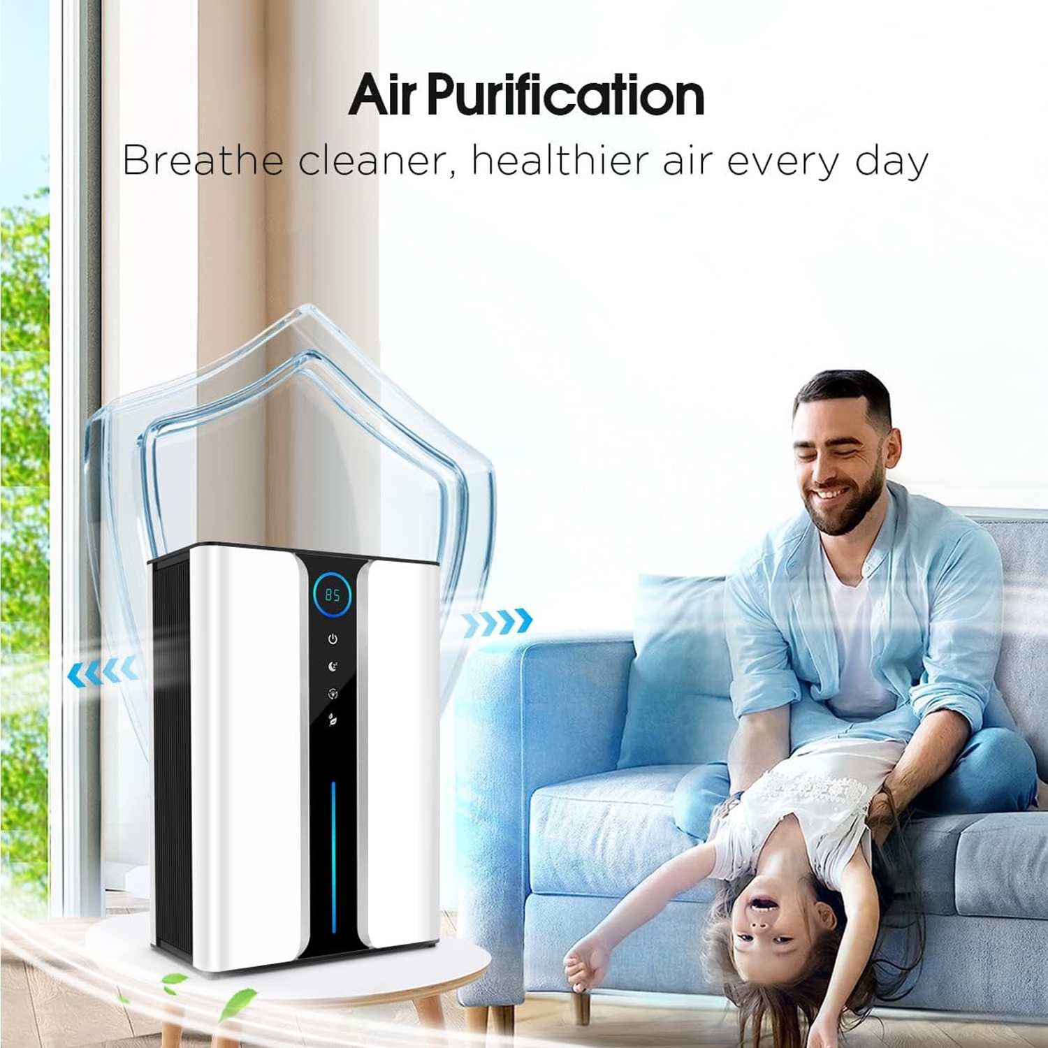 Deumidificatore Compatto 1000ML/D Silenzioso – Elimina l'umidità, Purificazione dell'aria e Modalità Notte, Ideale per Camera e Ufficio - 3