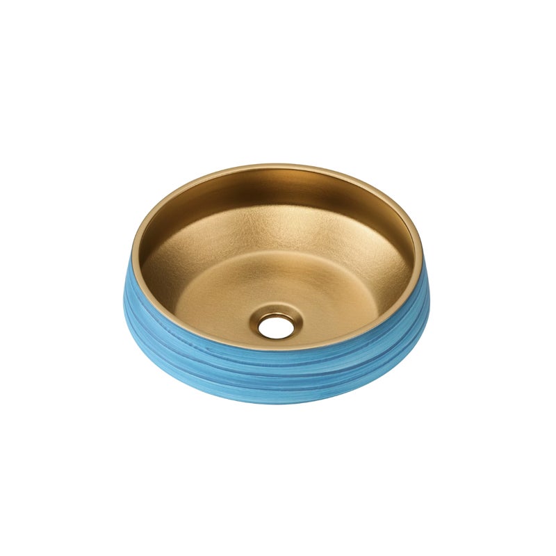 Umywalka nablatowa Uptrend CELIA okrągła błękitno-złoty mat, z ozdobną fakturą strukturalną 1 szt.