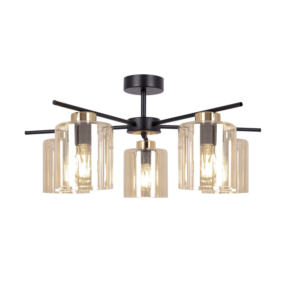 Lampa wisząca AURELIA czarno-złoto-bursztynowa 5xE27x20W metal wym:29x62x62cm IP20 Kaja