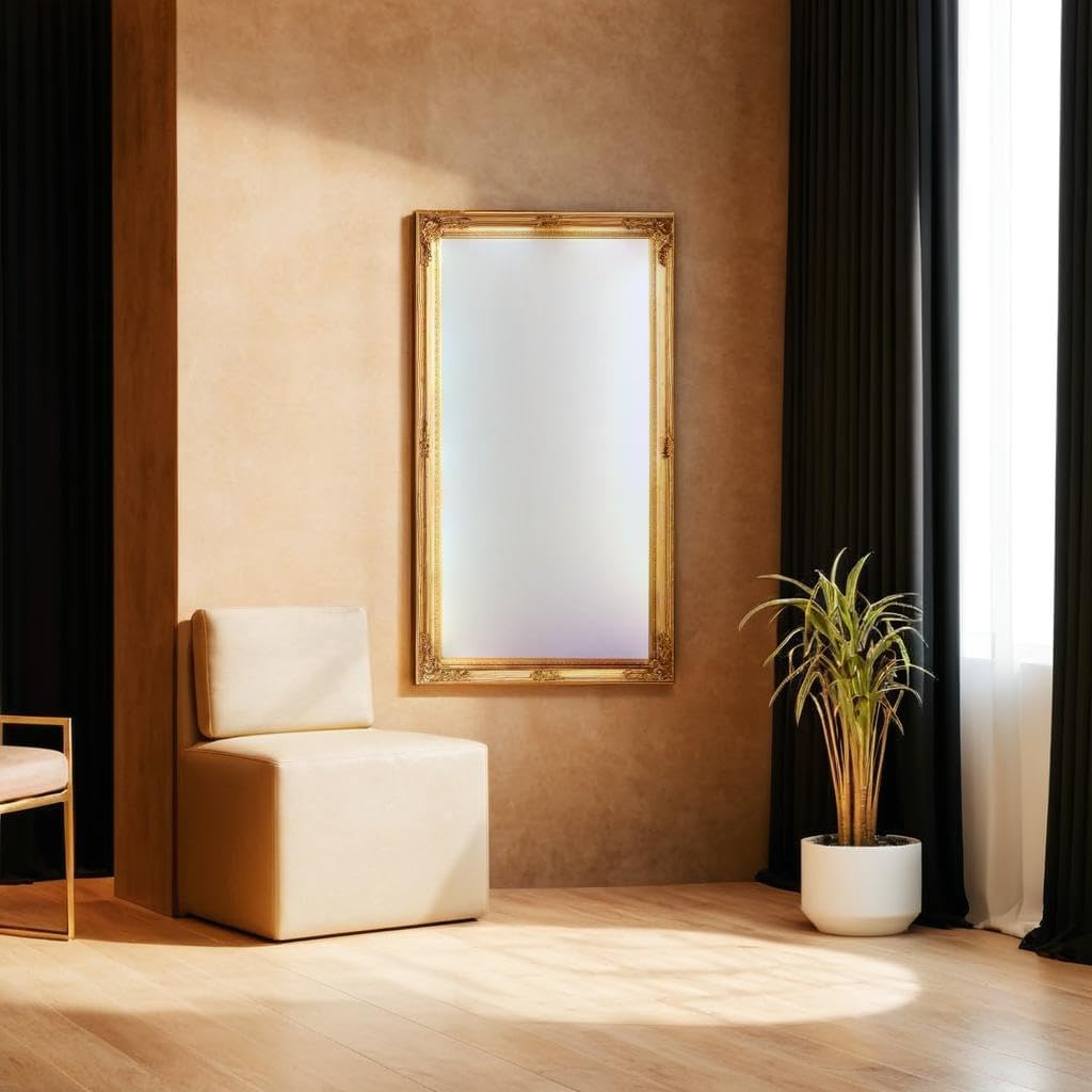 BISCOTTINI Specchio da parete LUX - Finitura foglia d'oro anticato - 72x133cm - Specchio Decorativo per Soggiorno, Camera, Bagno, Sala da Pranzo - 7