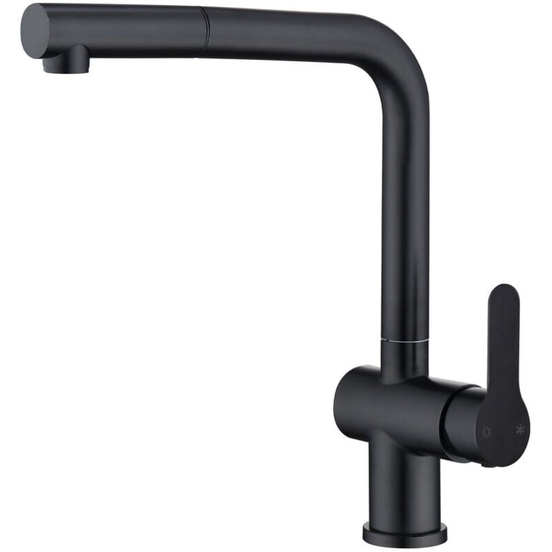 Jednouchwytowa bateria kuchenna z wyciąganą wylewką, obrotowa bateria zlewozmywakowa 360°, matowa czarna bateria kuchenna ze stali nierdzewnej