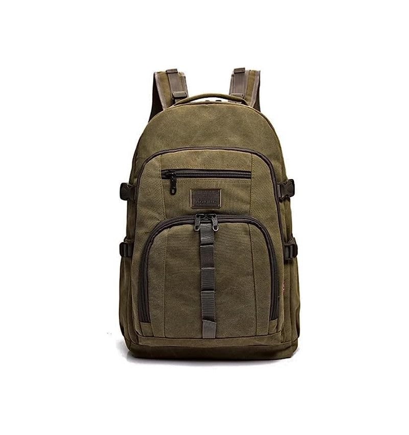 Lona Vintage Mochila Verde Militar Hombre Mochila De Cuero De Lona