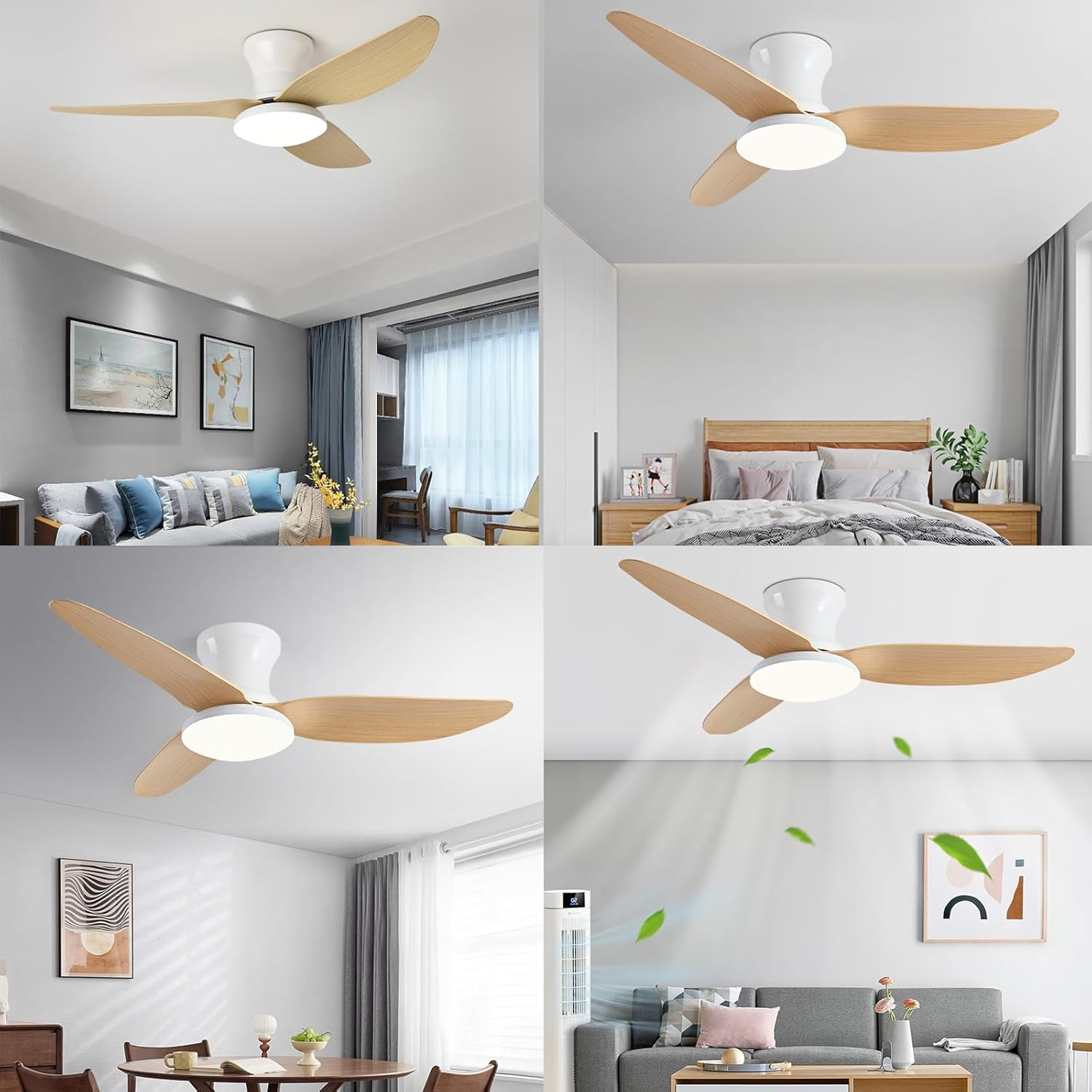 Ventilateur de plafond 100 cm avec lampe, télécommande/application, intensité variable, 6 vitesses de ventilation, minuterie - 6