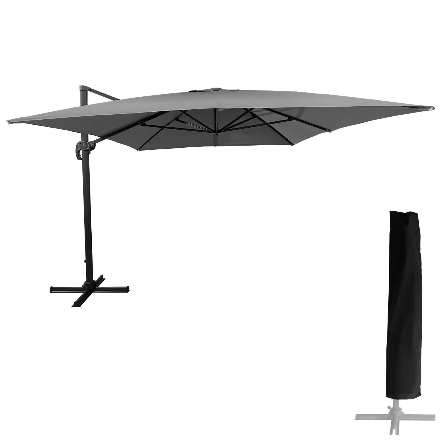Prostokątny parasol MOLOKAI 3x4m szary + pokrowiec