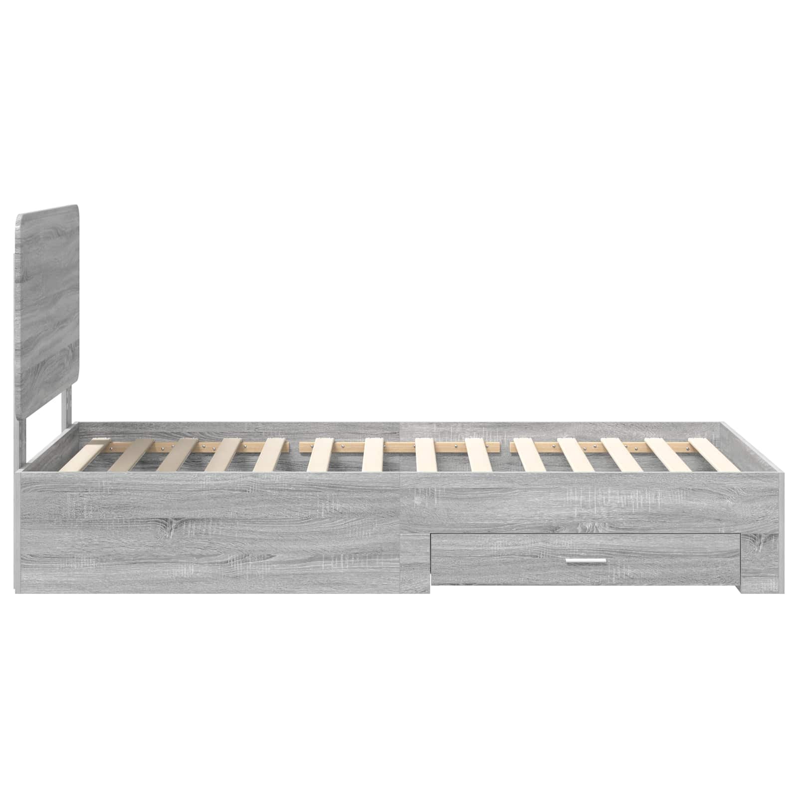 Cadre de lit gris en panneau de bois pour la chambre, 75 × 190 cm - 8