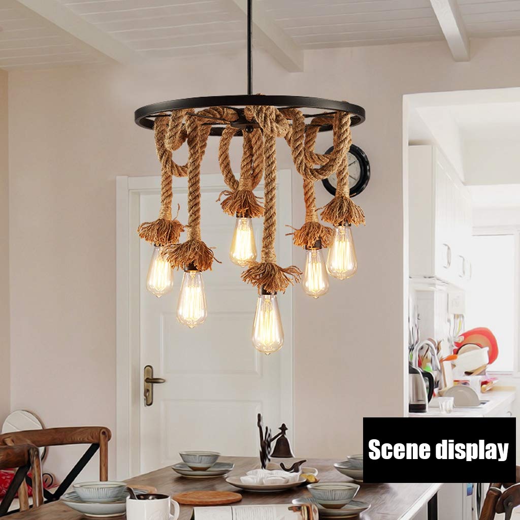 Lampadario A Sospensione In Corda Di Canapa IDEGU: Design Industriale Vintage, Attacco E27, Cavo 1m, Per Sala Da Pranzo, Bar, Ristorante