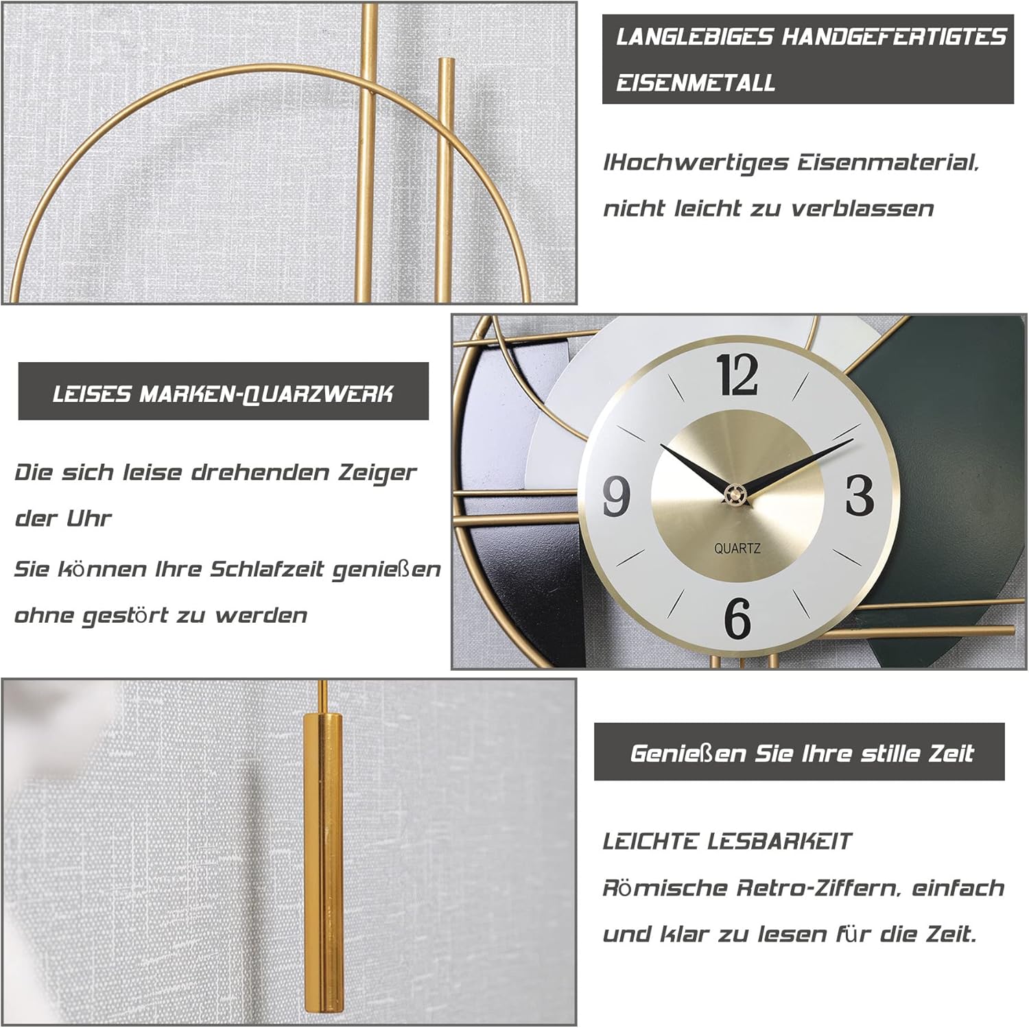 Orologio da parete dal design moderno, silenzioso, in stile nordico, decorativo, grande, creativo e minimalista. - 3