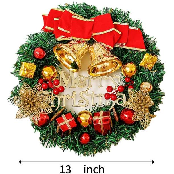 Couronne De Noël Artificielle Avec Clochettes, Nœud Et Baies - Diamètre 30 Cm, Décor Fêtes Intérieur/extérieur