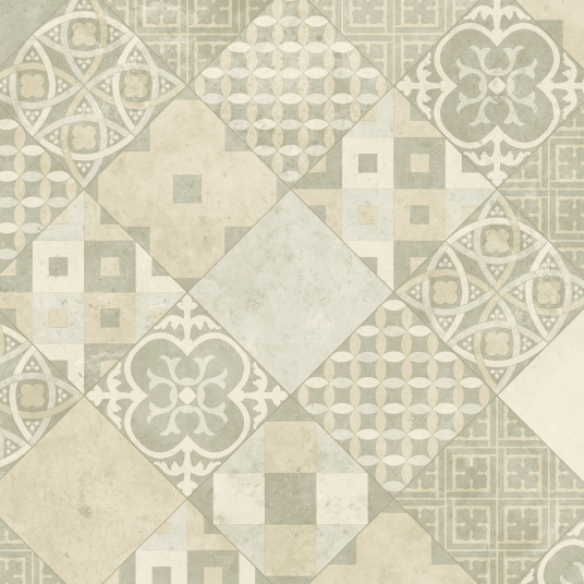 Pavimento de pvc best - baldosas art deco - crema y gris - rollo 4m x 3m