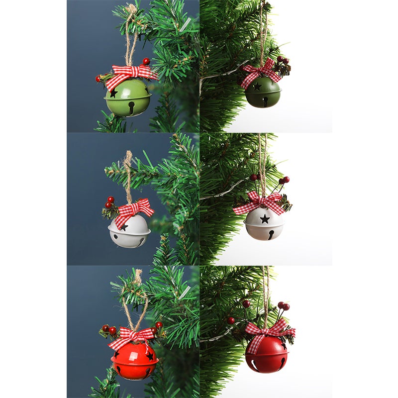 6 uds. Colgantes de campana de árbol de Navidad de Metal, accesorios decorativos, tamaños mixtos - 8