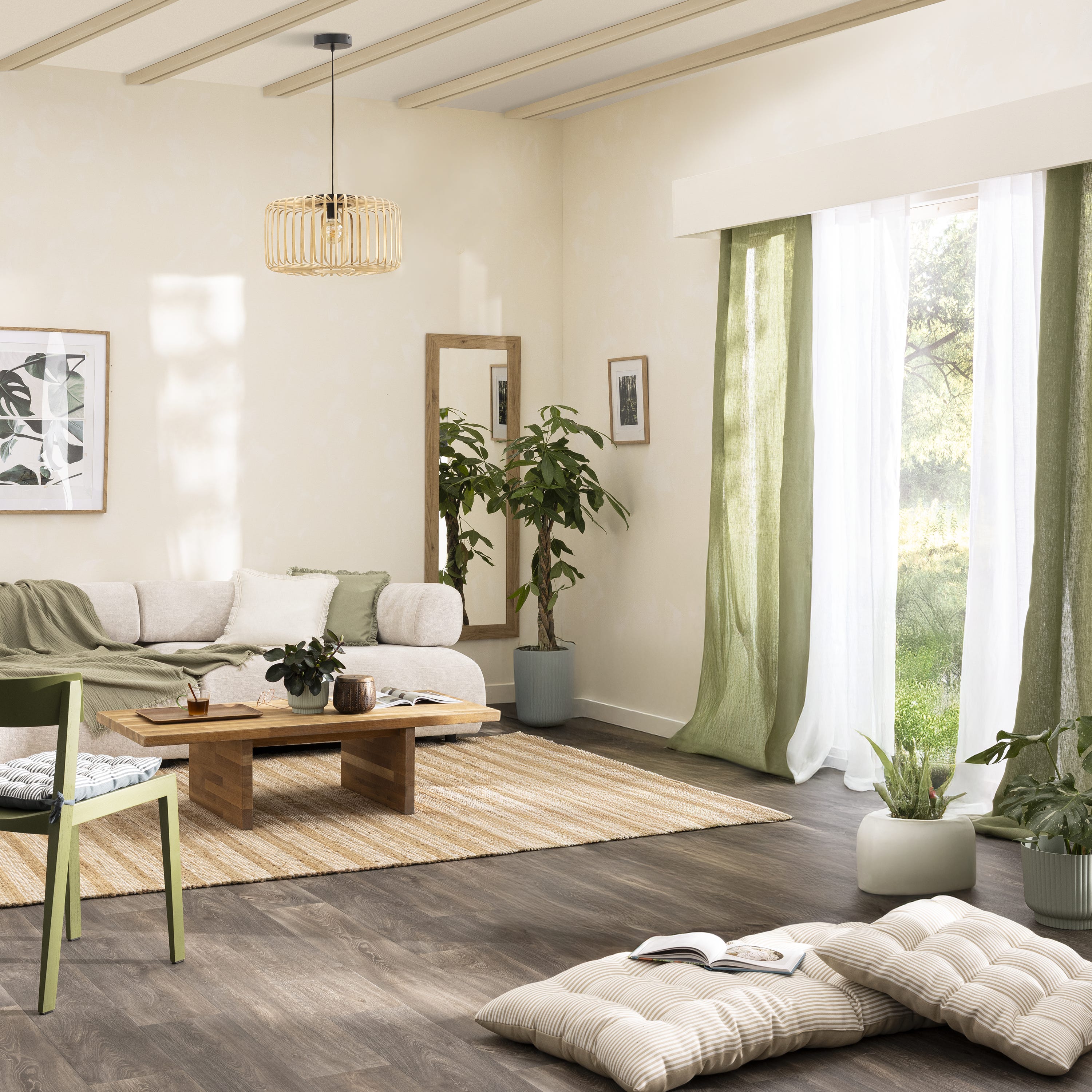 Zasłona na przelotkach Lenaya sprany len INSPIRE gładka zielona 140x280cm - 7