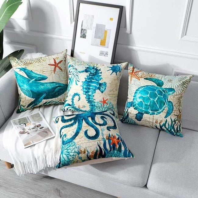 4 Federe Cuscini Esterni Impermeabili 45x45 Cm - Motivo Tropicale Per Giardino, Patio - Foto 3