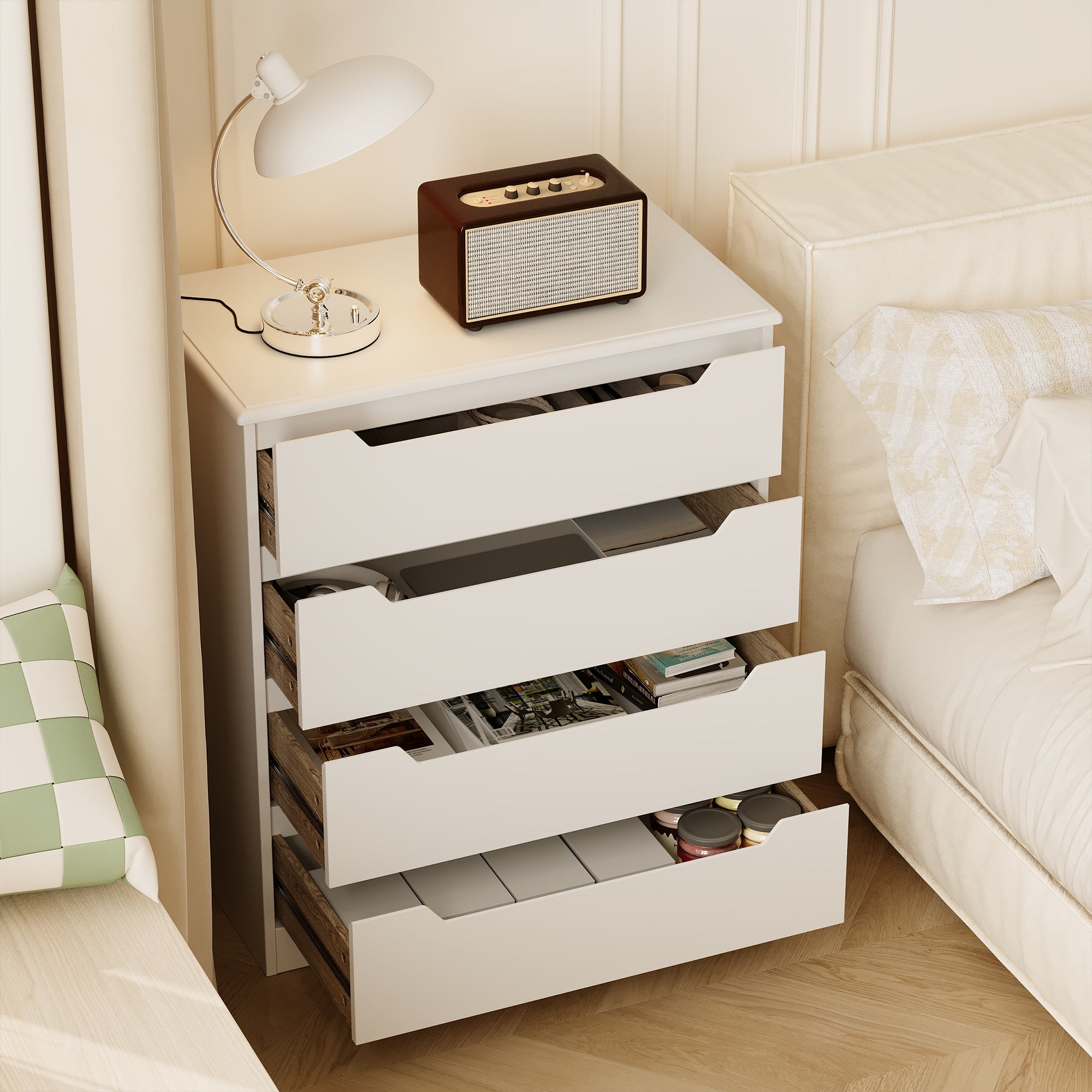 Commode 4 Tiroirs Chiffonnier Blanc 72 x 41 x 82 cm Bealife - 3