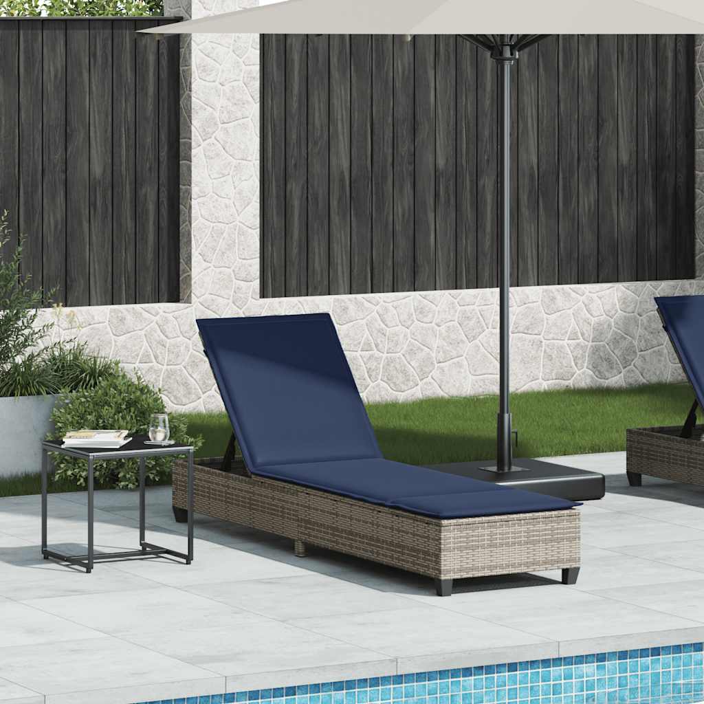 Leżak z poduszkami Szary 55x200x25,5cm Polirattan