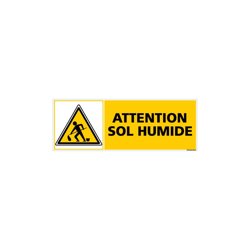 Panneau ATTENTION SOL HUMIDE (C0306) 210 x 75 mm Matière PVC | Leroy Merlin