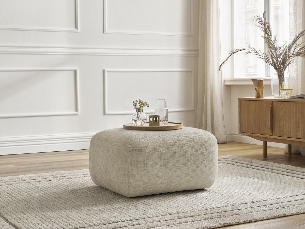 Pouf DENISE tissu texturé BOBOCHIC 1 place Beige | Leroy Merlin
