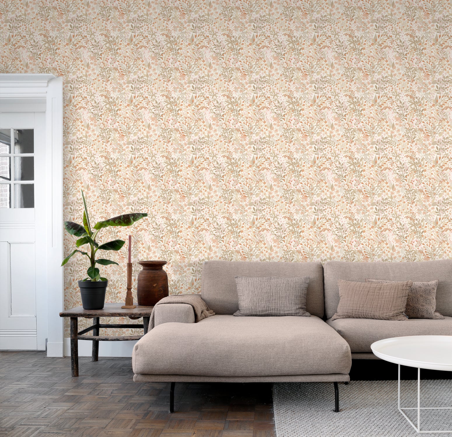 Papier peint fleurs des champs terracotta et vert grisé - 50 x 900 cm - ESTAhome - 6