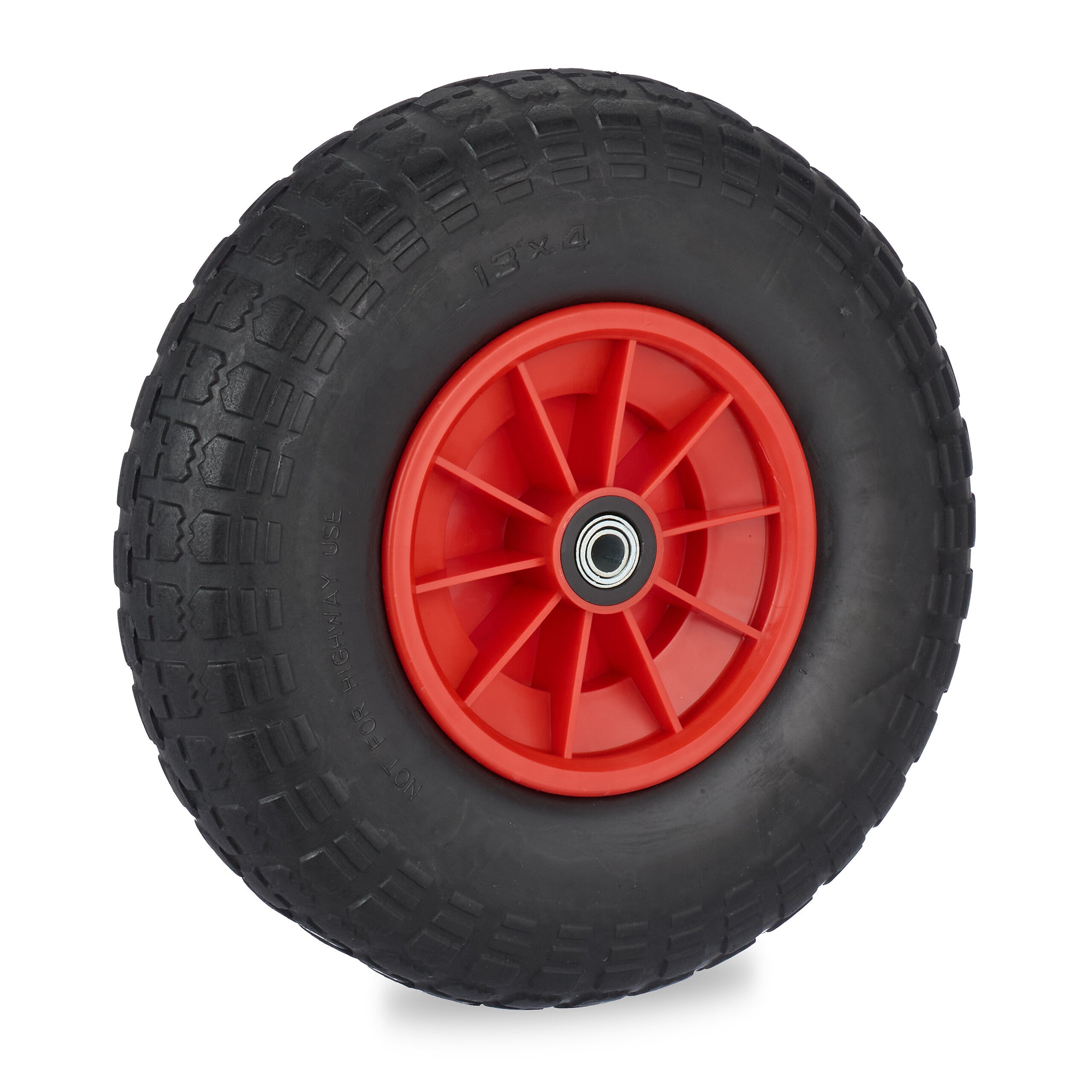 Roue De Brouette Relaxdays 4.00-6 - Caoutchouc Increvable, Charge 100kg, Jante Plastique - Jaune/rouge