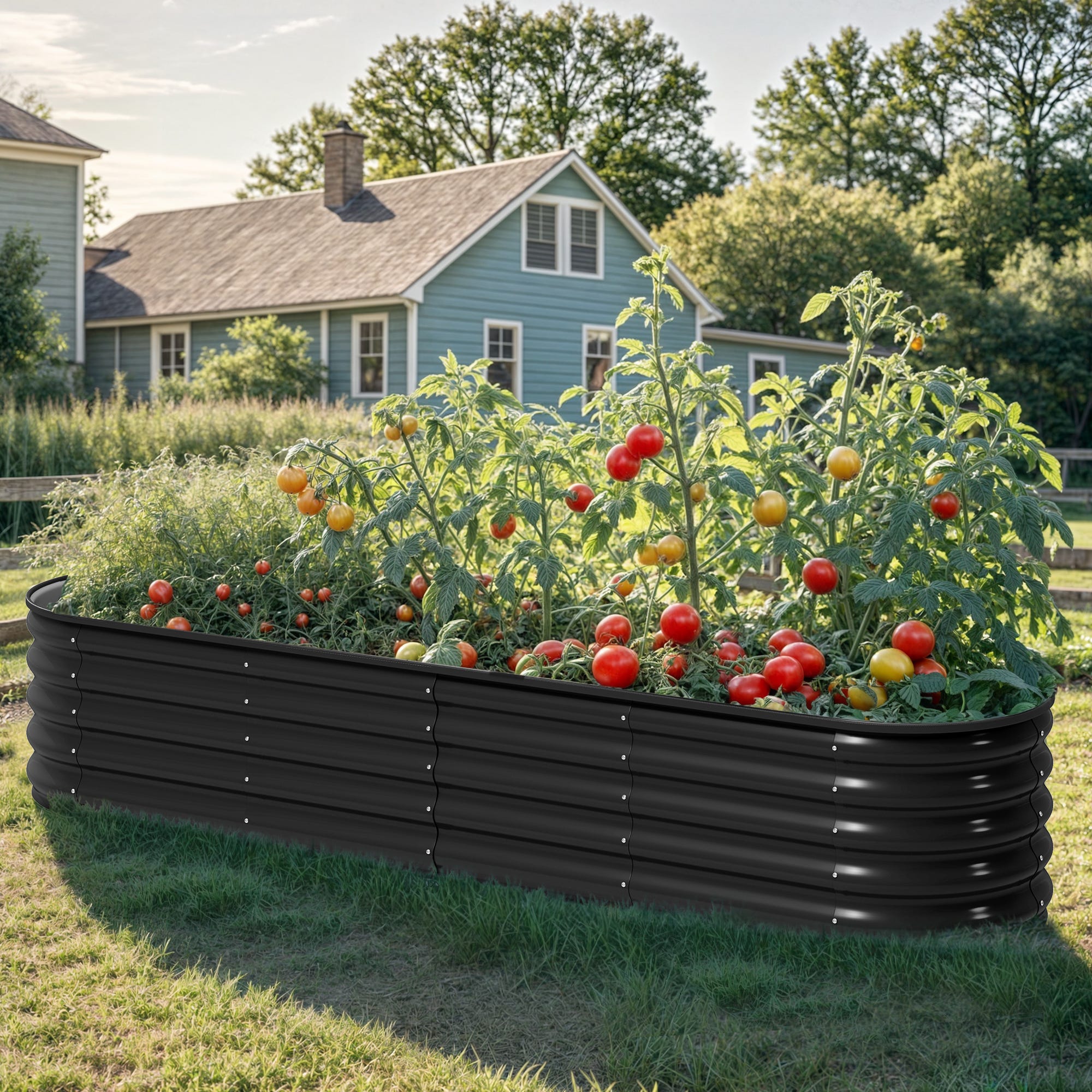Potager Surélevé Métal 240x120x62 cm Carré Potager Surélevé Rectangulaire Lit de Jardin pour Culture Légumes Fleurs, Fond Ouvert, Galvanisé Aluminium-zinc, avec Gants, Aspect Grain Bois Foncé | FR Potager Surélevé Métal 240x120x62 cm Carré Potager Surélevé Rectangulaire Lit de Jardin pour Culture Légumes Fleurs, Fond Ouvert, Galvanisé Aluminium-zinc, avec Gants, Aspect Grain Bois Foncé | FR