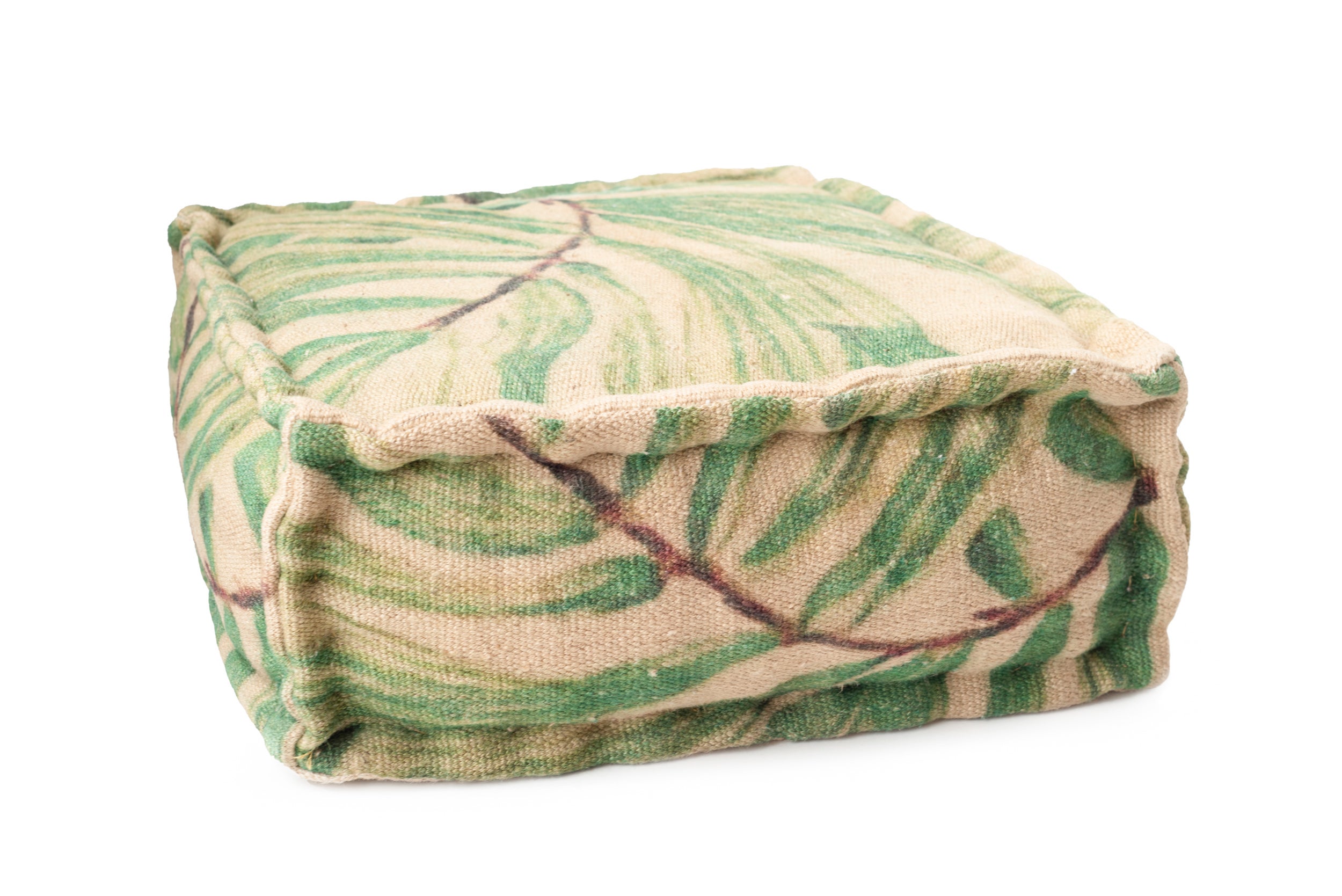 Puf Hojas 60x60x22 cm – wygodne siedzisko w stylu boho z roślinnym wzorem