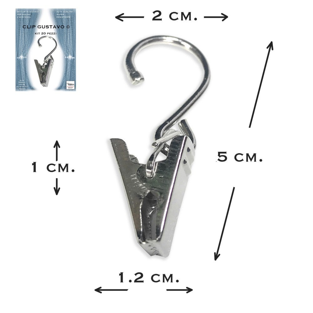 Lot de 20 clips en acier inoxydable Gustavo © pour porte-rideaux - 4