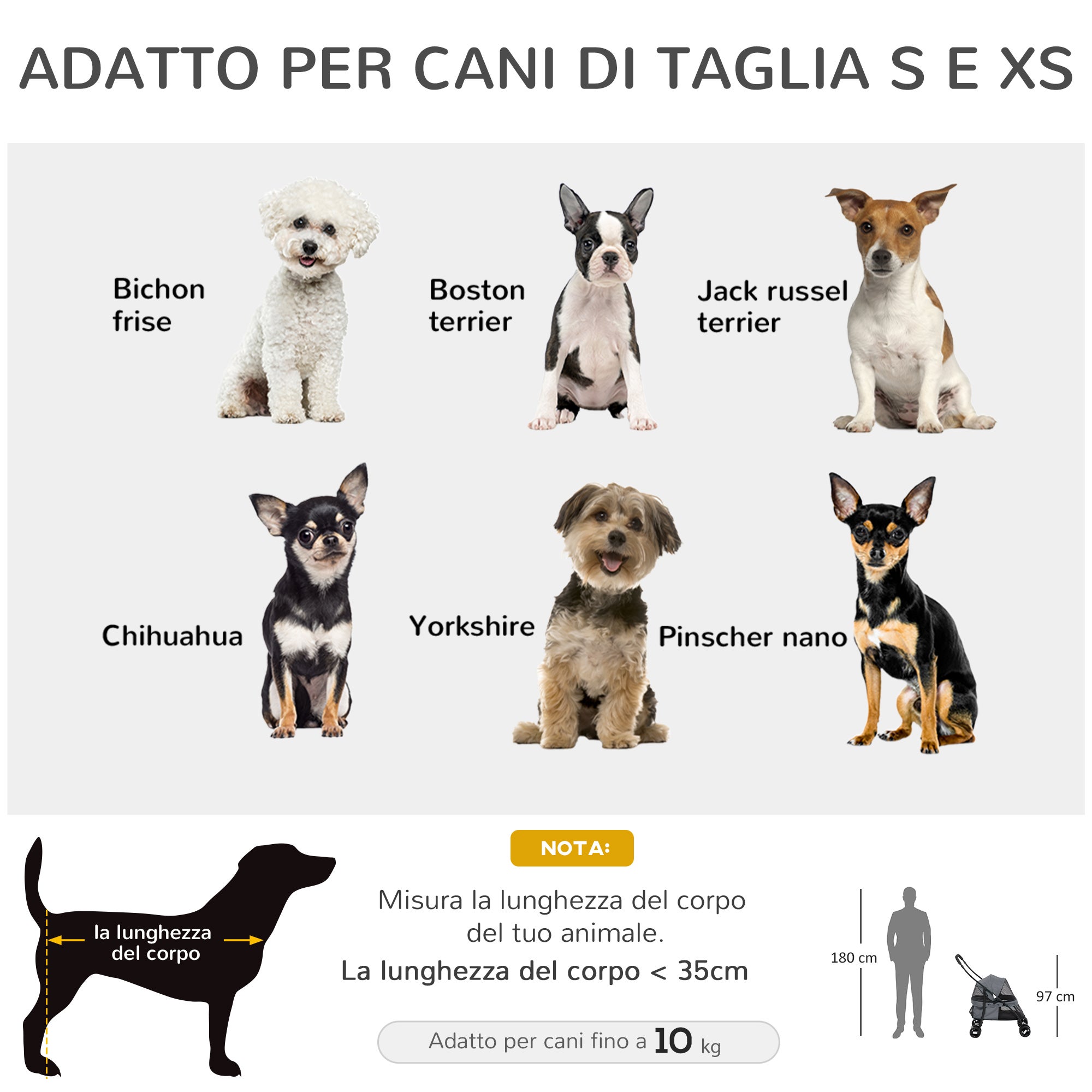 Carrinho cão dobrável teto ajustável bolsa 2 guias 82x47x97cm cinza - 6