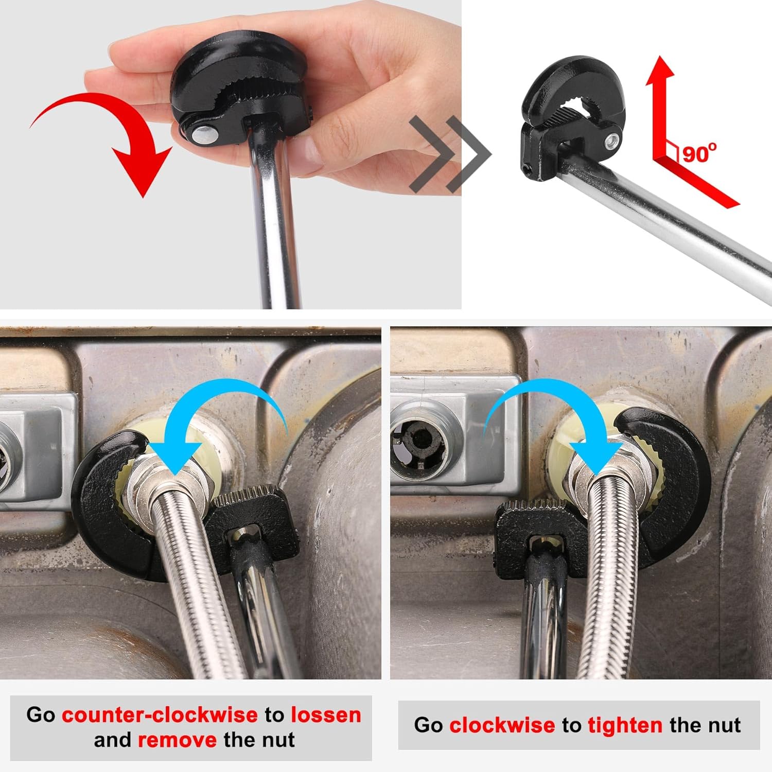 Clé pour évier - Clé pour robinet/lavabo - Outils pour évier - 4