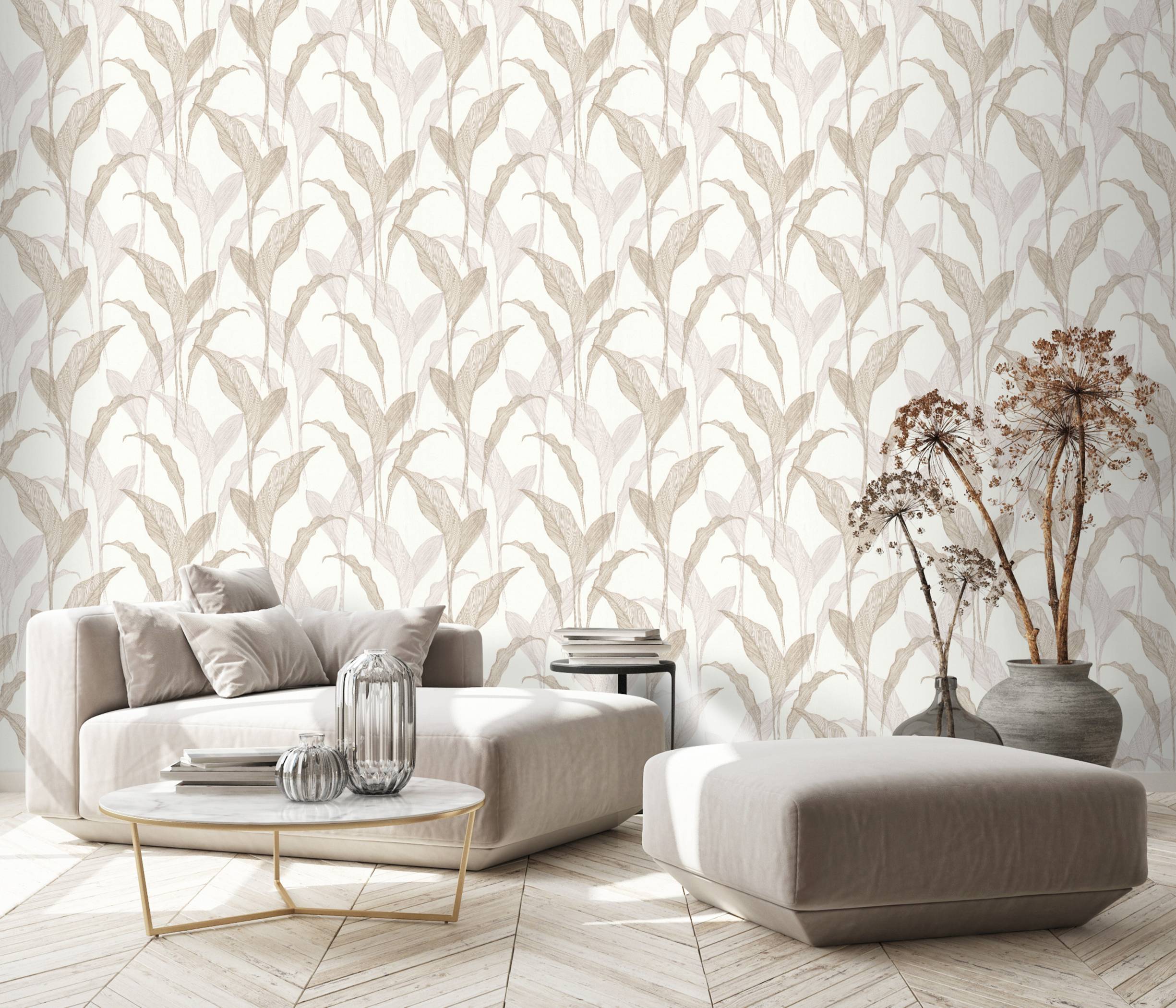 vinyle expansé 10207-02 papier peint intissé fleurs floral 0.53 x 10.05 m Erismann ELLE Décoration beige - 4