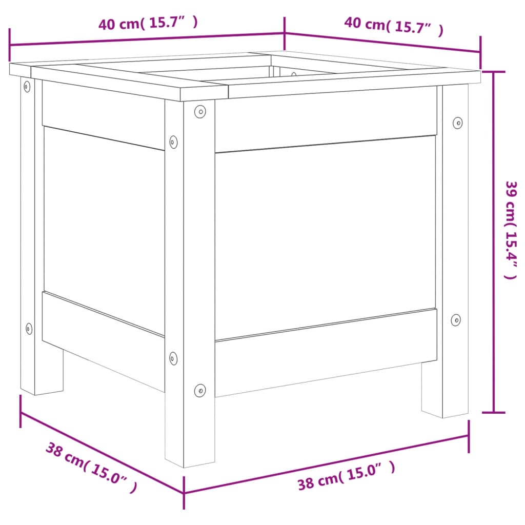 Jardinière - Pot De Fleurs - Bac à Fleurs blanc 40x40x39 cm bois massif de pin n1467l - 8