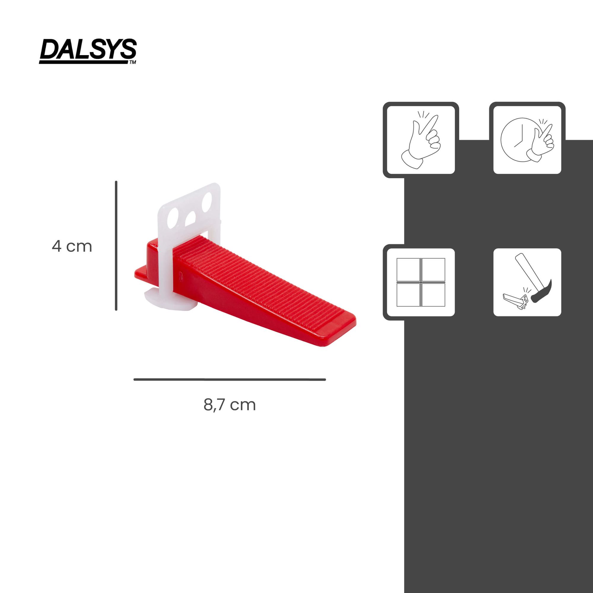 100x Set sistema de nivelamento de plástico Dalsys S 100 +100 3mm - 2