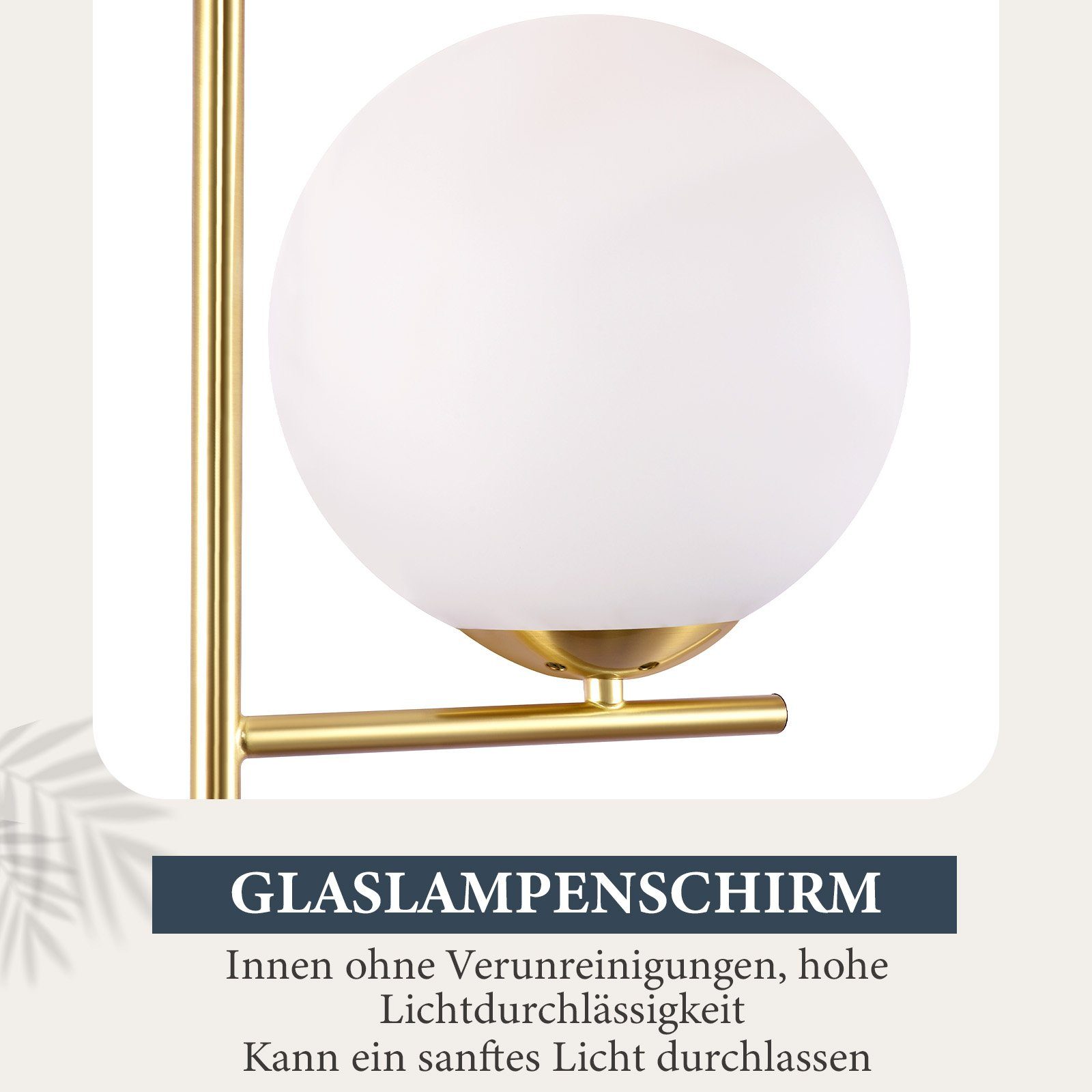 ZMH Lampadaire Vintage Doré 166cm Métal & Verre Blanc E27 Interrupteur au Pied Câble 2m Pour Salon Bureau - 6