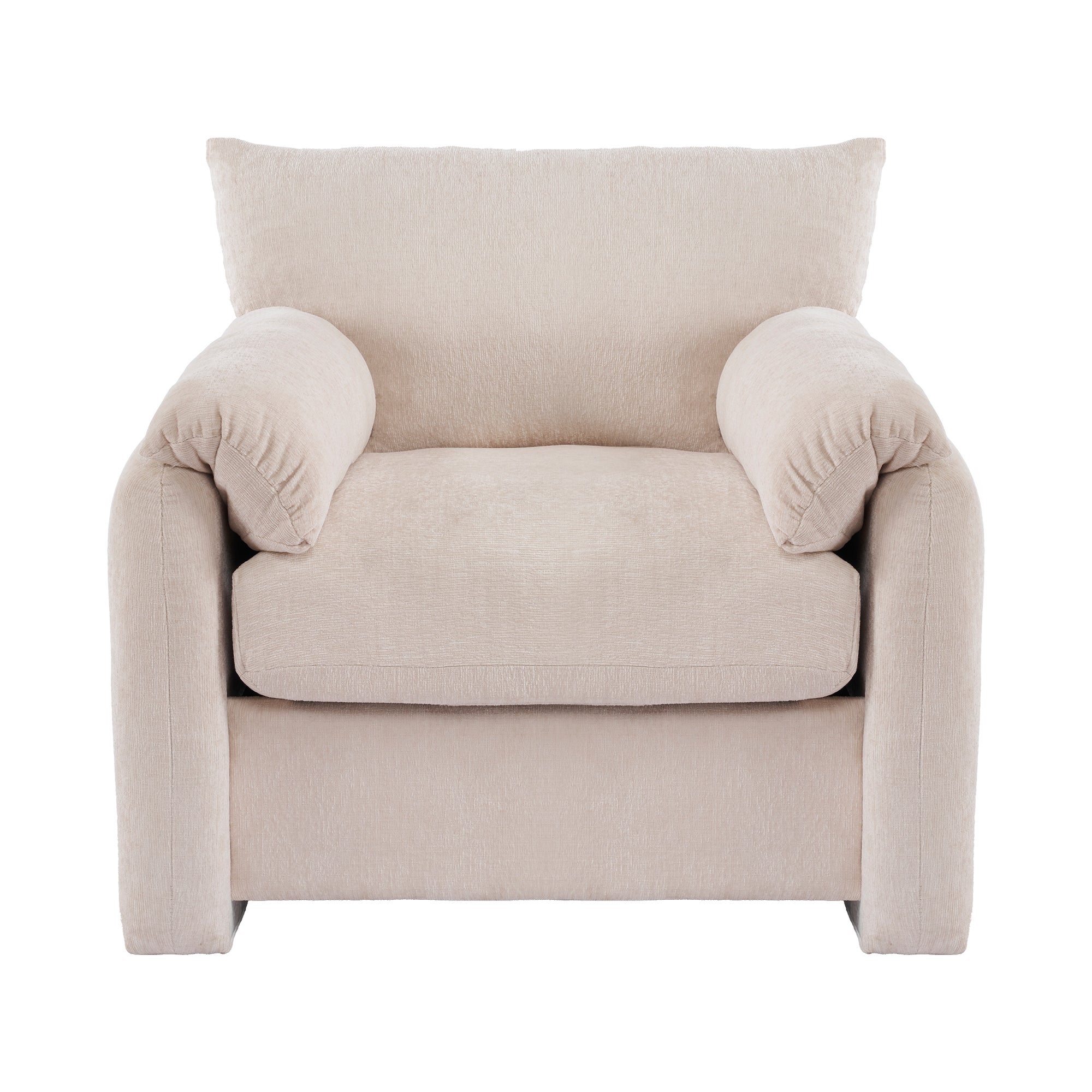 Fauteuil simple en chenille - Beige - 4
