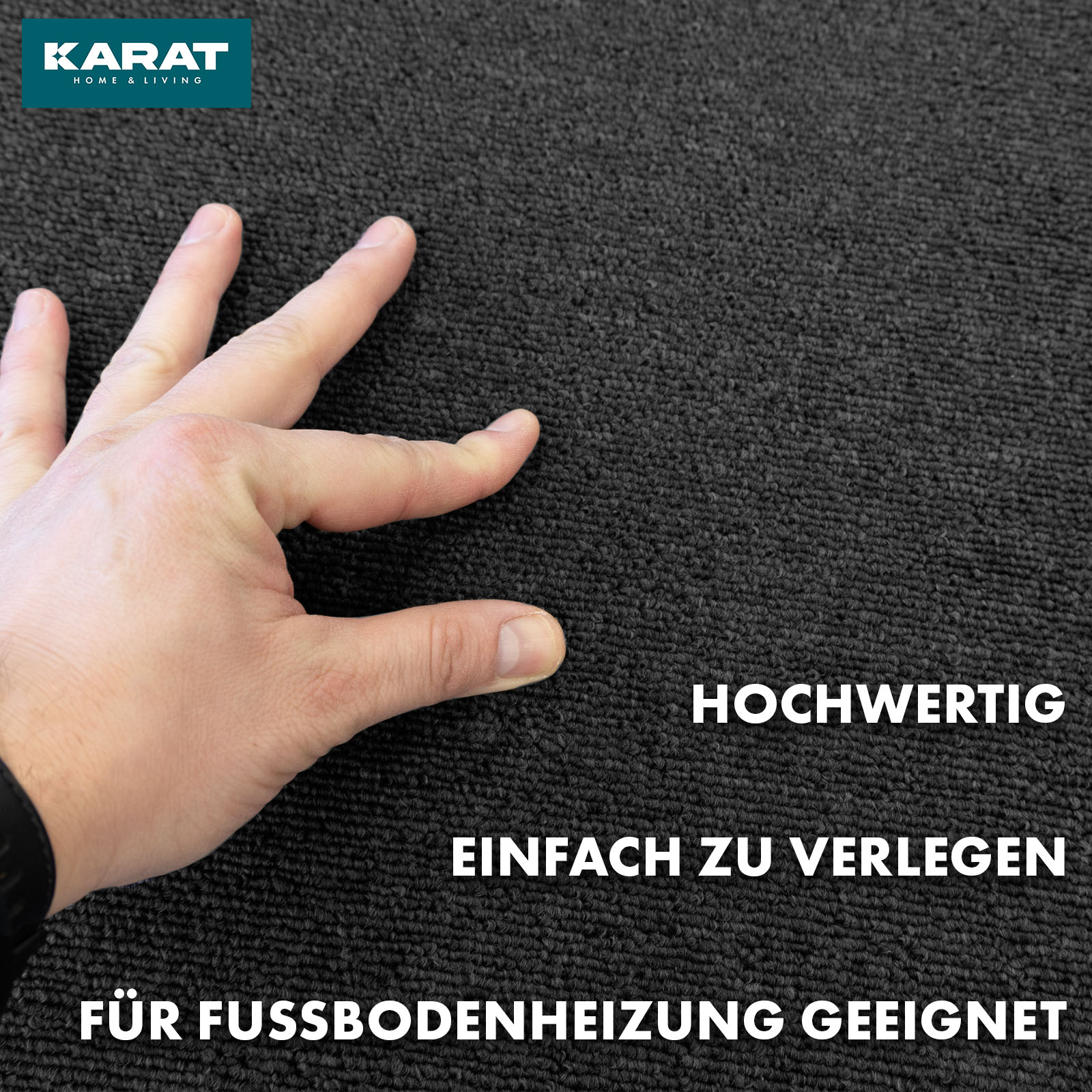 Moscow Dalle moquette bouclée 50X50 Revêtement Isolant Mur/Sol, Anthracite, 1 Pièce 50x50 cm - 6