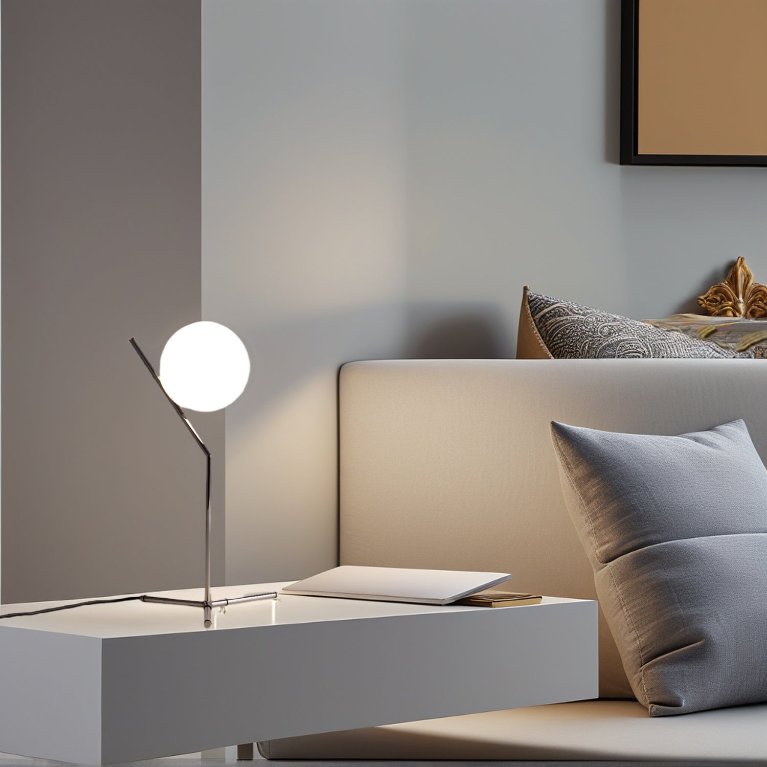 Lampada da Tavolo Sfera in Vetro e Alluminio Argento: Illuminazione Notturna per Camere da Letto e Soggiorni E27 Ø18cm 