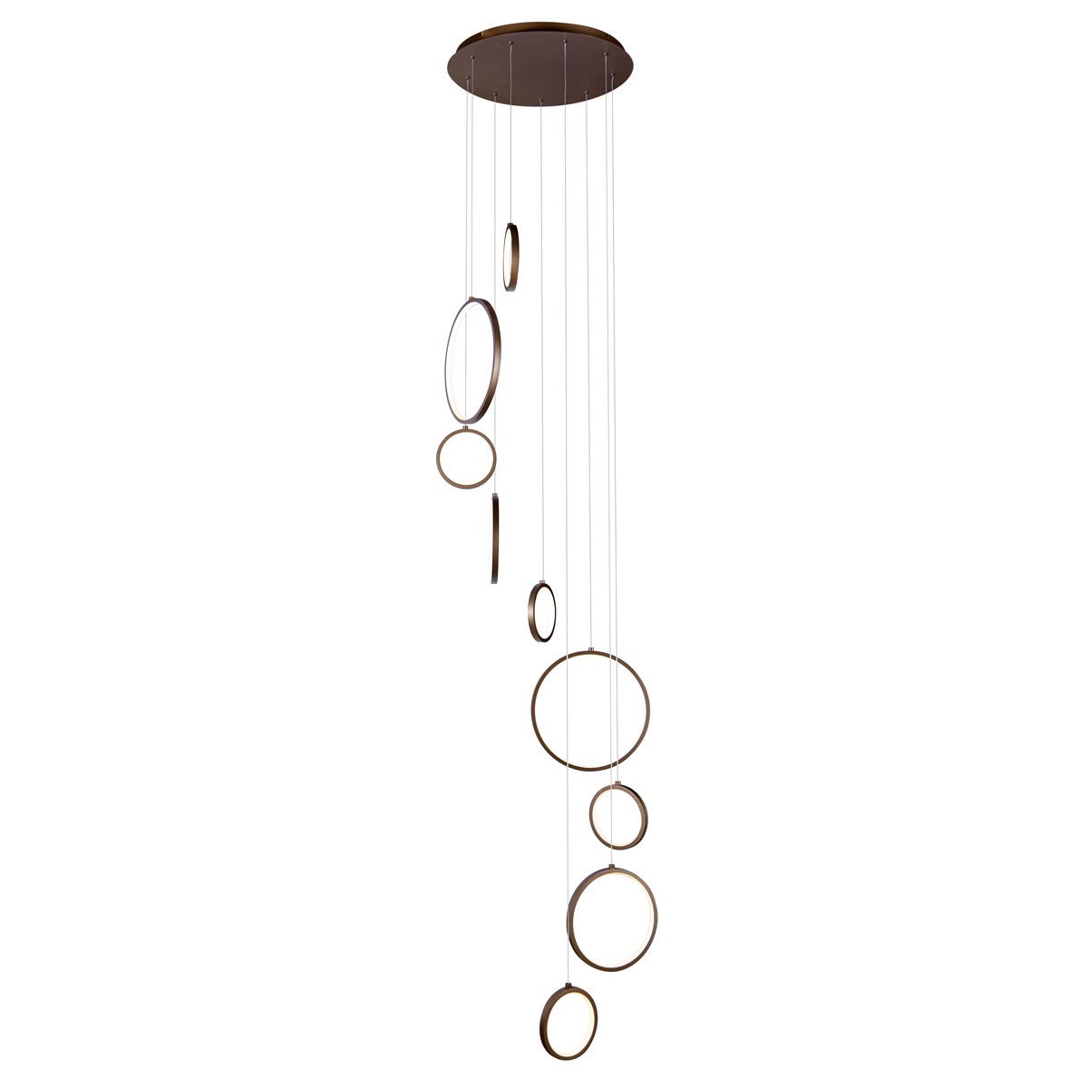 Designerska lampa wisząca ciemny brąz 9-punktowa z LED z 3-stopniowym ściemnianiem - Vide Anella