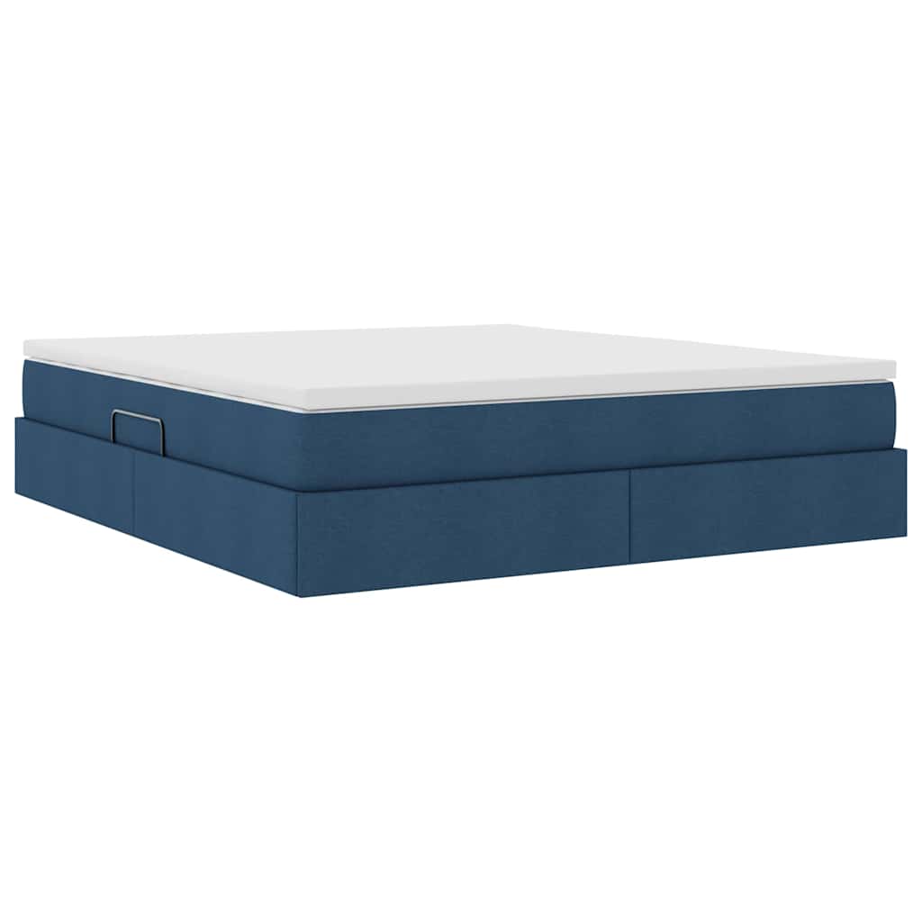 Lit avec rangement et matelas en polyester bleu pour la chambre, 180 × 200 cm - 5