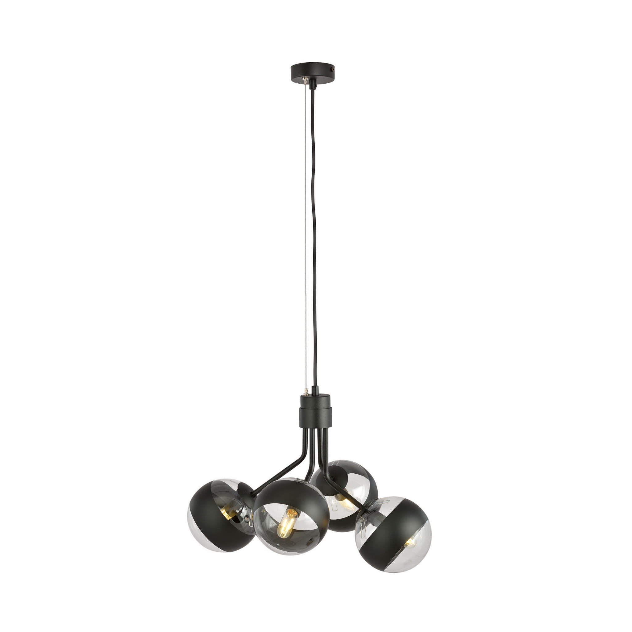 Lampa wisząca Nova czarno-przezroczysta 4xE14x10W wym: 100 x 46 x 46 cm szkło Emibig