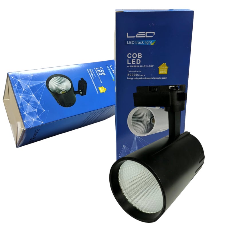 Reflektor sufitowy LED Carril 30 W, neutralna biel 4200 K, 3000 lumenów, 185 V–265 V AC jednofazowe, kolor czarny