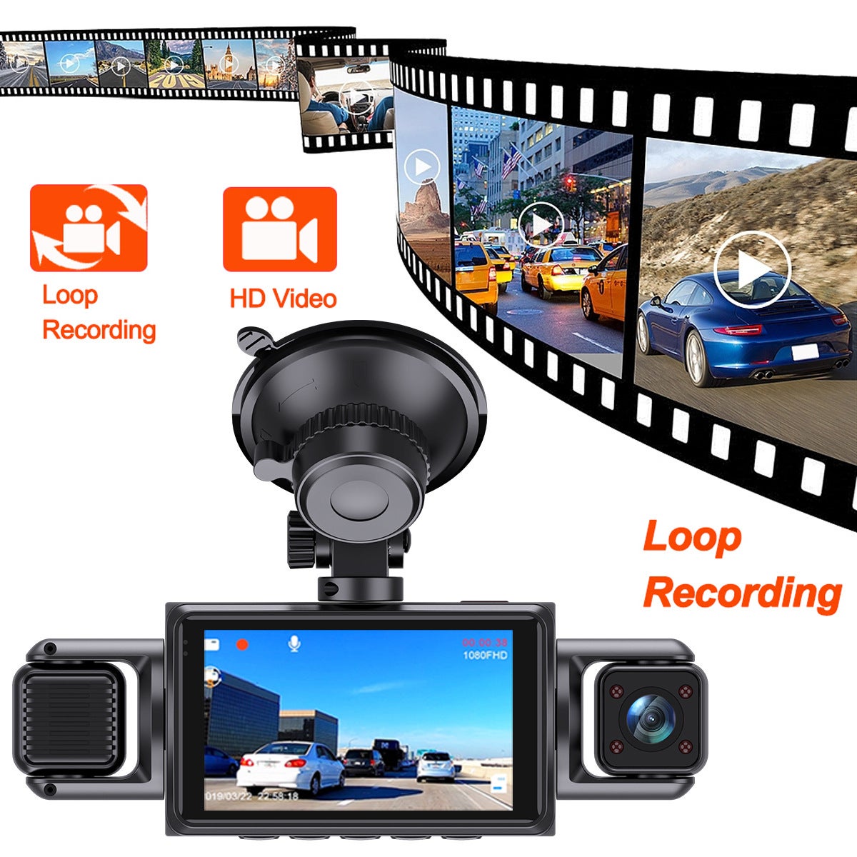 Dash Cam 4 Canaux (Avant/Gauche/Droit/Arrière) 1080P : WiFi Intégré, Vision Nocturne, Enregistrement Boucle, Grand Angle 170° (Réglable) - 4